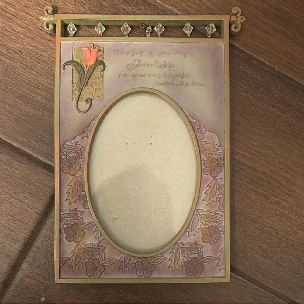 Decorative Floral Photo Frame with Pink Accents